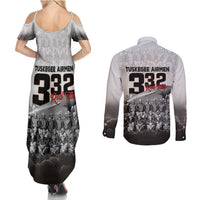 Tuskegee Airmen Pride Couples Matching Summer Maxi Dress and Long Sleeve Button Shirt 332nd Fighter Group Red Tails - Wonder Print Shop