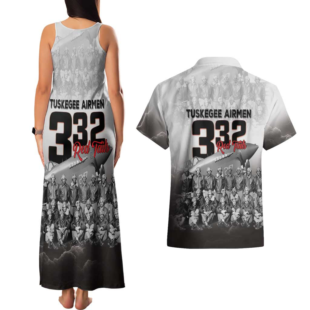 Tuskegee Airmen Pride Couples Matching Tank Maxi Dress and Hawaiian Shirt 332nd Fighter Group Red Tails - Wonder Print Shop