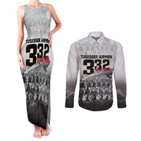 Tuskegee Airmen Pride Couples Matching Tank Maxi Dress and Long Sleeve Button Shirt 332nd Fighter Group Red Tails - Wonder Print Shop