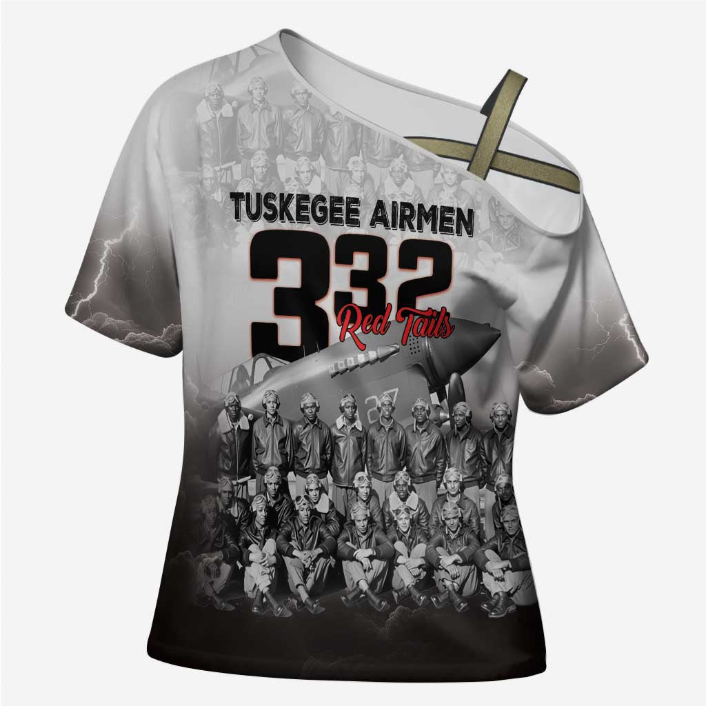 Tuskegee Airmen Pride Cross Shoulder Shirt 332nd Fighter Group Red Tails - Wonder Print Shop