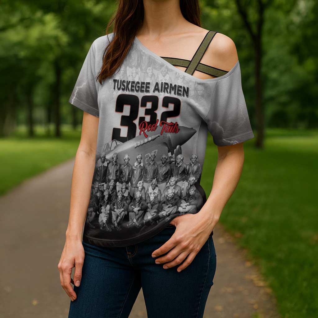 Tuskegee Airmen Pride Cross Shoulder Shirt 332nd Fighter Group Red Tails - Wonder Print Shop