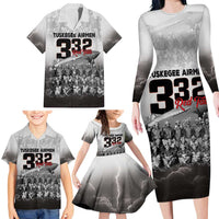 Tuskegee Airmen Pride Family Matching Long Sleeve Bodycon Dress and Hawaiian Shirt 332nd Fighter Group Red Tails - Wonder Print Shop
