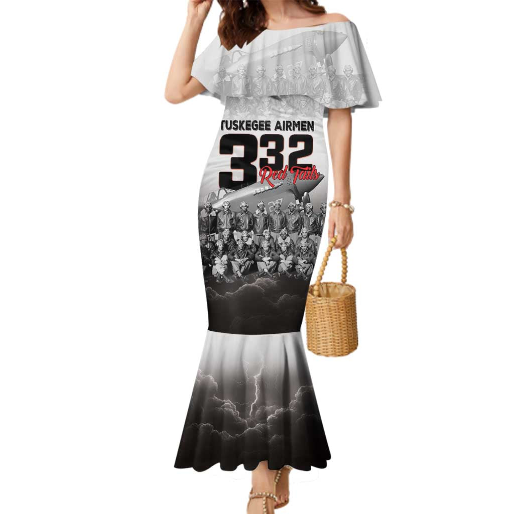 Tuskegee Airmen Pride Family Matching Mermaid Dress and Hawaiian Shirt 332nd Fighter Group Red Tails - Wonder Print Shop