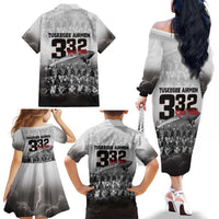 Tuskegee Airmen Pride Family Matching Off The Shoulder Long Sleeve Dress and Hawaiian Shirt 332nd Fighter Group Red Tails - Wonder Print Shop