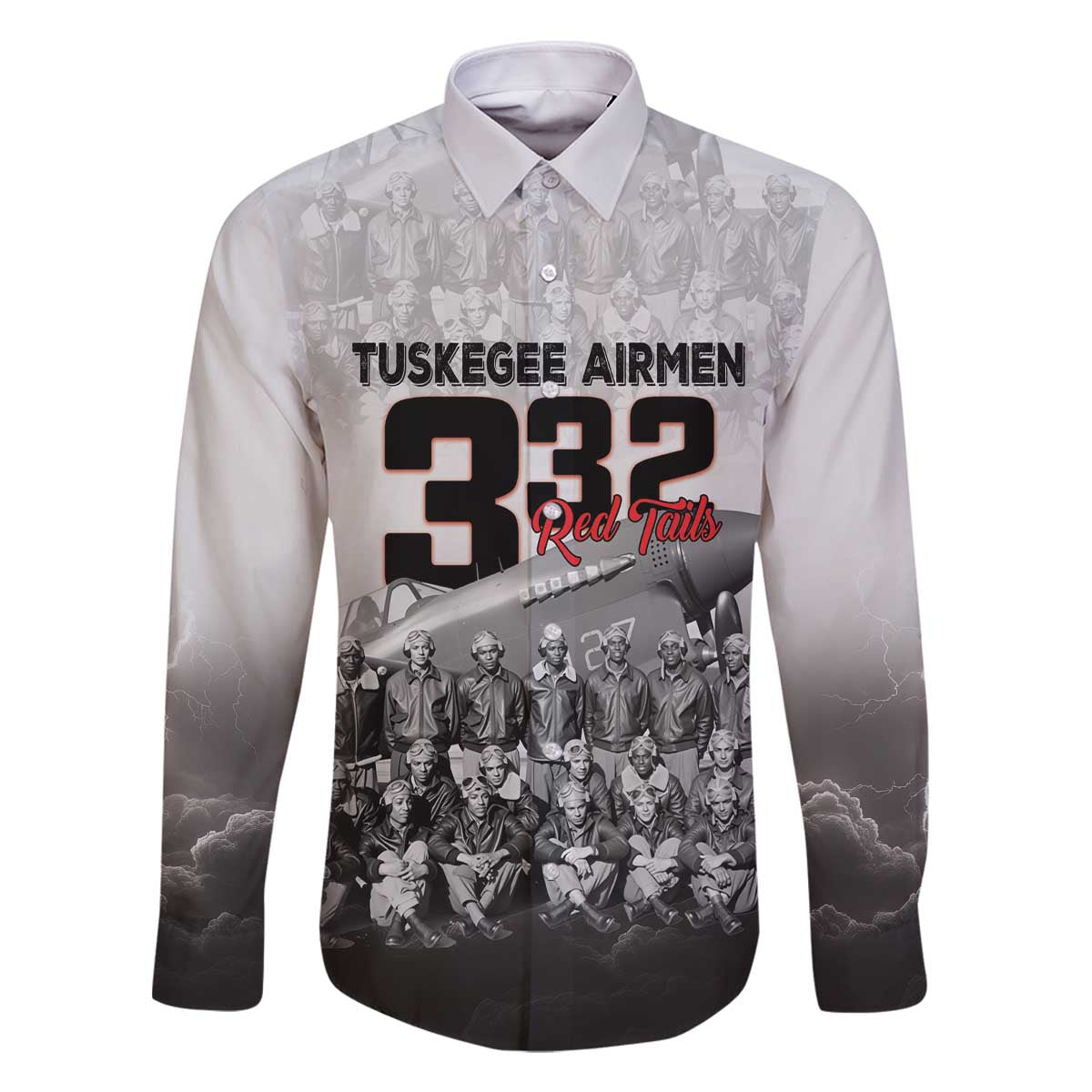 Tuskegee Airmen Pride Family Matching Off The Shoulder Long Sleeve Dress and Hawaiian Shirt 332nd Fighter Group Red Tails - Wonder Print Shop