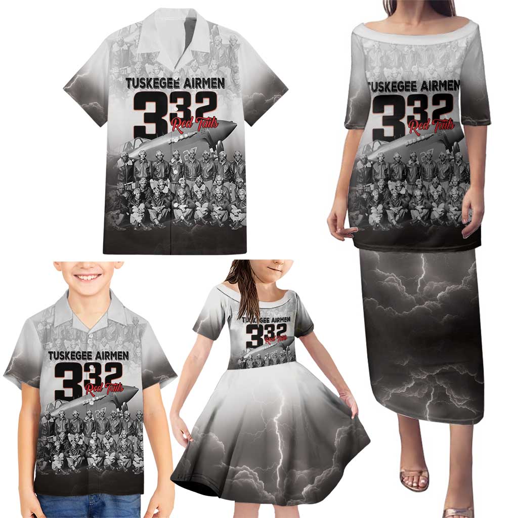 Tuskegee Airmen Pride Family Matching Puletasi and Hawaiian Shirt 332nd Fighter Group Red Tails - Wonder Print Shop