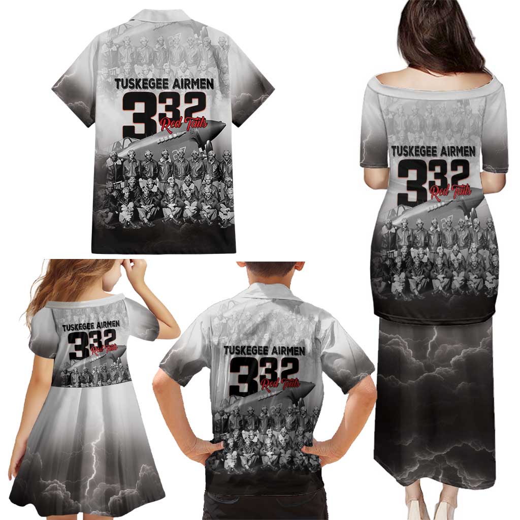 Tuskegee Airmen Pride Family Matching Puletasi and Hawaiian Shirt 332nd Fighter Group Red Tails - Wonder Print Shop