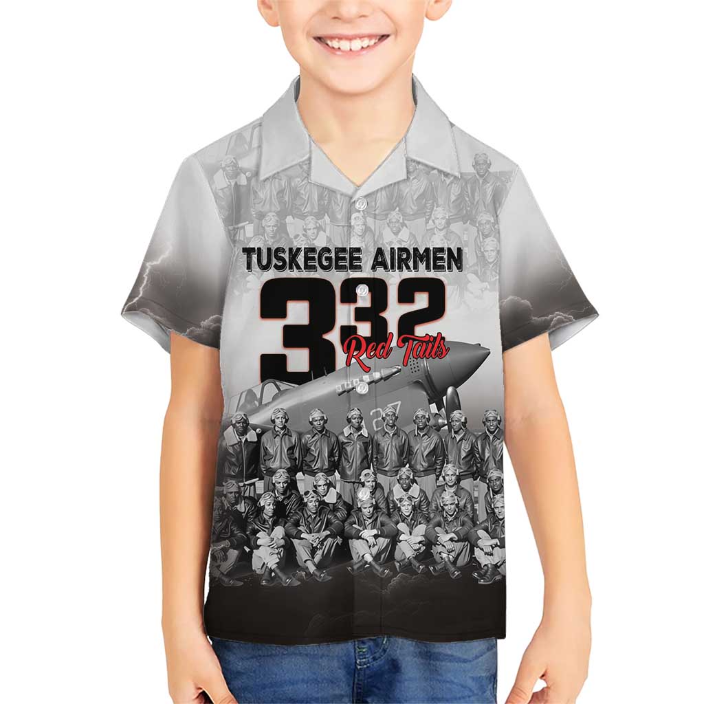 Tuskegee Airmen Pride Family Matching Short Sleeve Bodycon Dress and Hawaiian Shirt 332nd Fighter Group Red Tails - Wonder Print Shop
