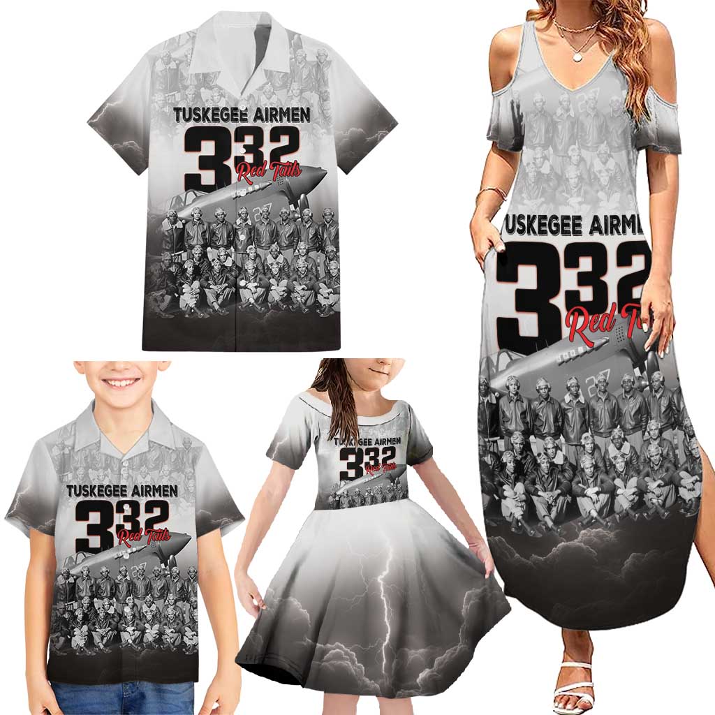 Tuskegee Airmen Pride Family Matching Summer Maxi Dress and Hawaiian Shirt 332nd Fighter Group Red Tails - Wonder Print Shop