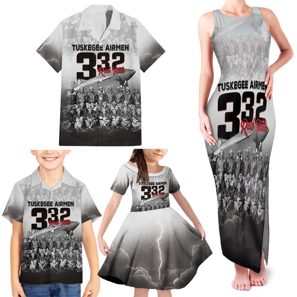 Tuskegee Airmen Pride Family Matching Tank Maxi Dress and Hawaiian Shirt 332nd Fighter Group Red Tails - Wonder Print Shop