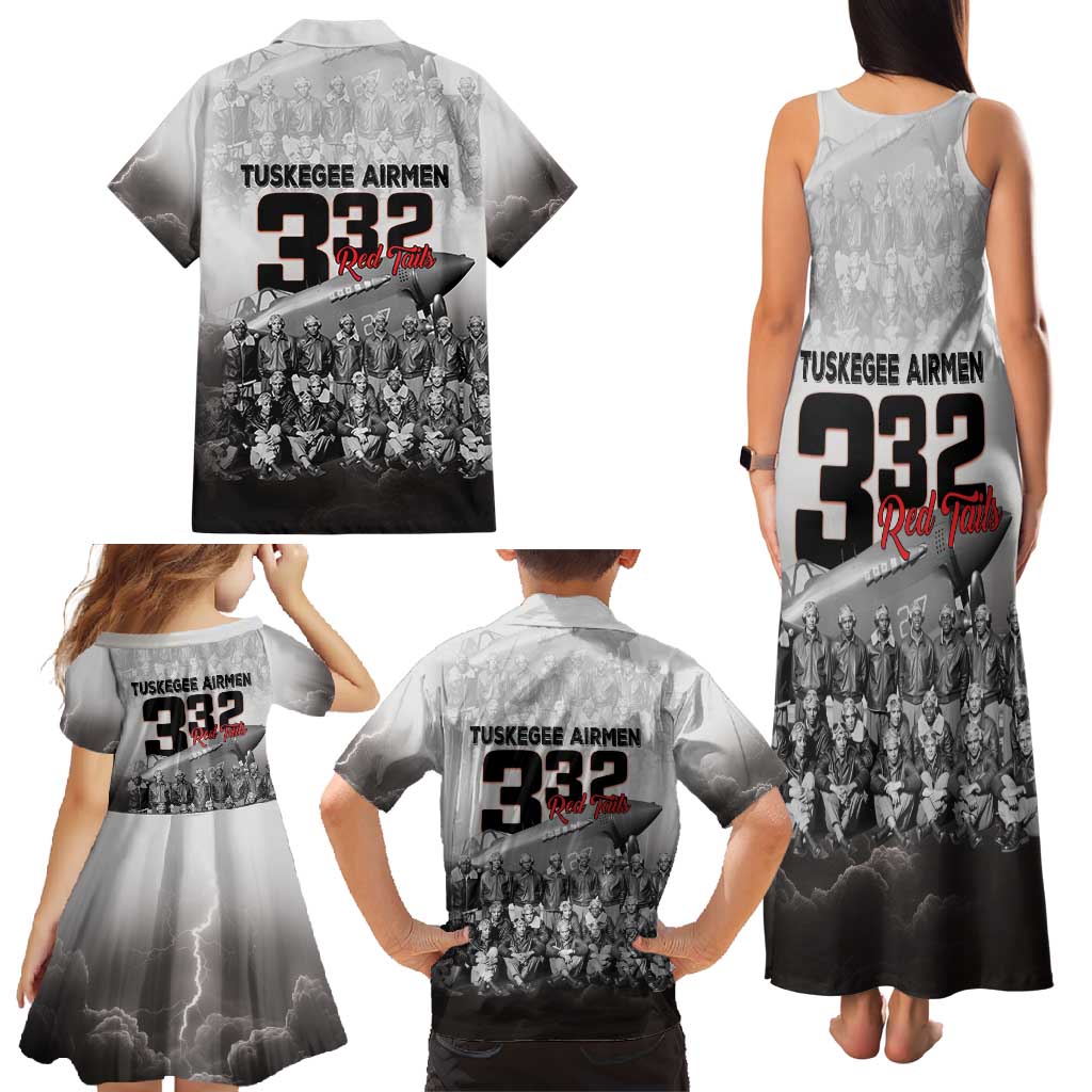 Tuskegee Airmen Pride Family Matching Tank Maxi Dress and Hawaiian Shirt 332nd Fighter Group Red Tails - Wonder Print Shop