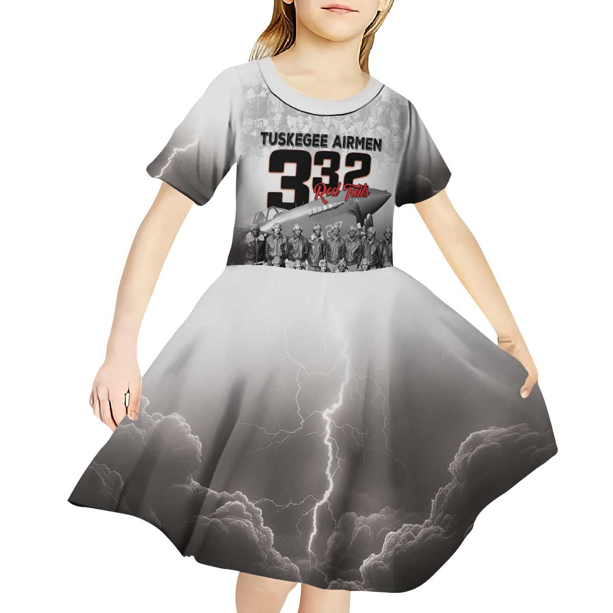 Tuskegee Airmen Pride Kid Short Sleeve Dress 332nd Fighter Group Red Tails - Wonder Print Shop