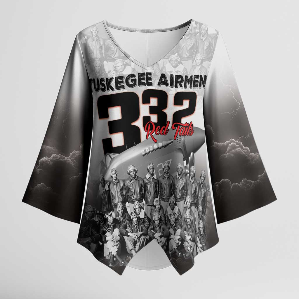 Tuskegee Airmen Pride Kimono Sleeve Blouse 332nd Fighter Group Red Tails - Wonder Print Shop
