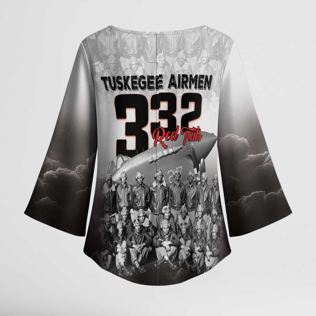 Tuskegee Airmen Pride Kimono Sleeve Blouse 332nd Fighter Group Red Tails - Wonder Print Shop