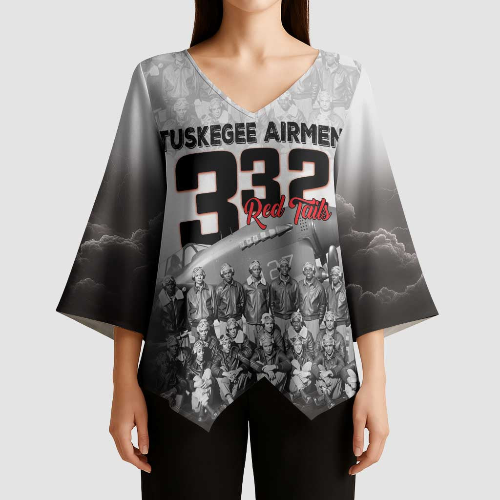 Tuskegee Airmen Pride Kimono Sleeve Blouse 332nd Fighter Group Red Tails - Wonder Print Shop