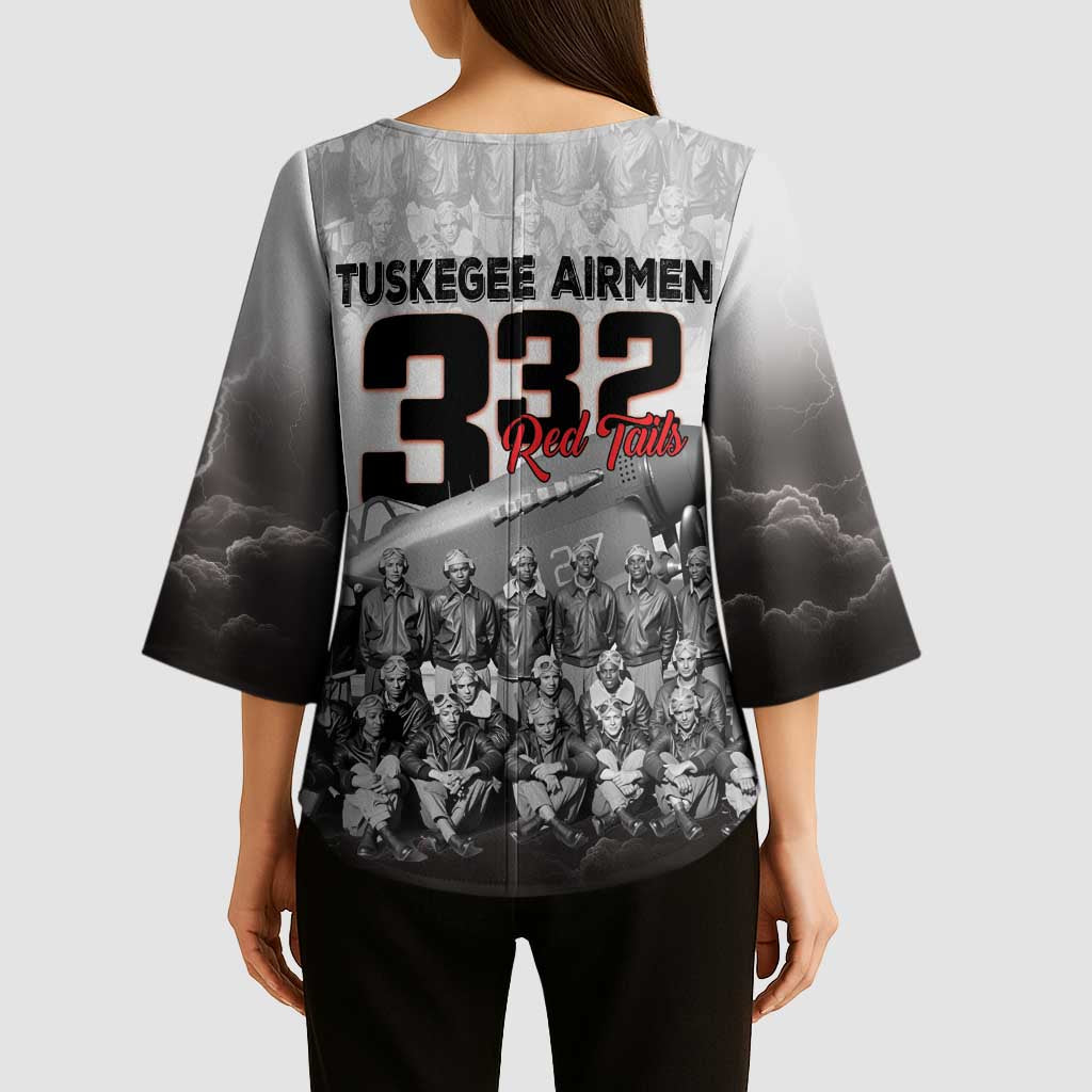 Tuskegee Airmen Pride Kimono Sleeve Blouse 332nd Fighter Group Red Tails - Wonder Print Shop