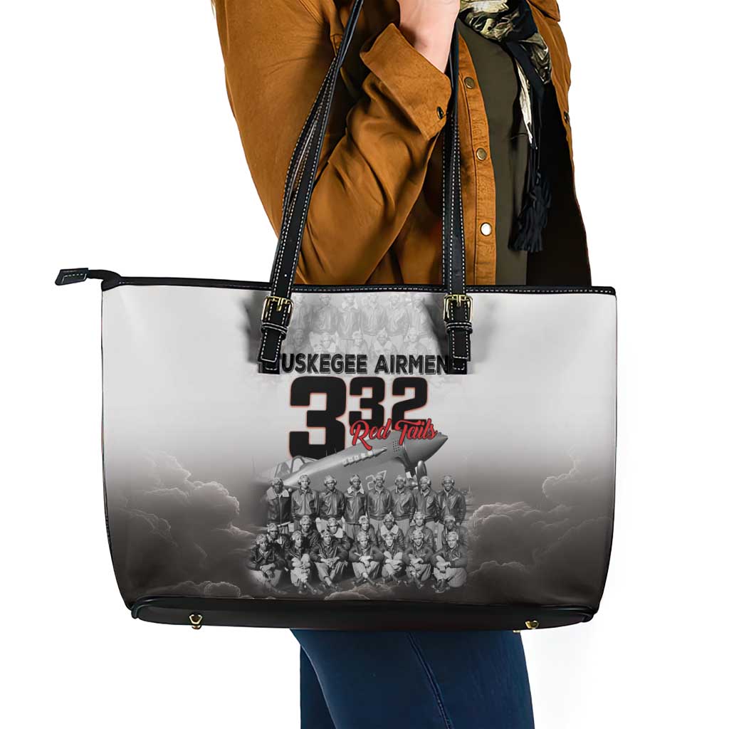 Tuskegee Airmen Pride Leather Tote Bag 332nd Fighter Group Red Tails - Wonder Print Shop