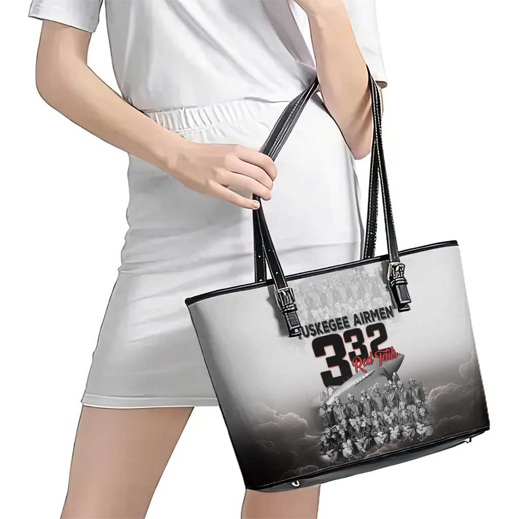 Tuskegee Airmen Pride Leather Tote Bag 332nd Fighter Group Red Tails - Wonder Print Shop