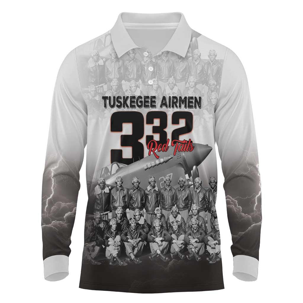 Tuskegee Airmen Pride Long Sleeve Polo Shirt 332nd Fighter Group Red Tails - Wonder Print Shop