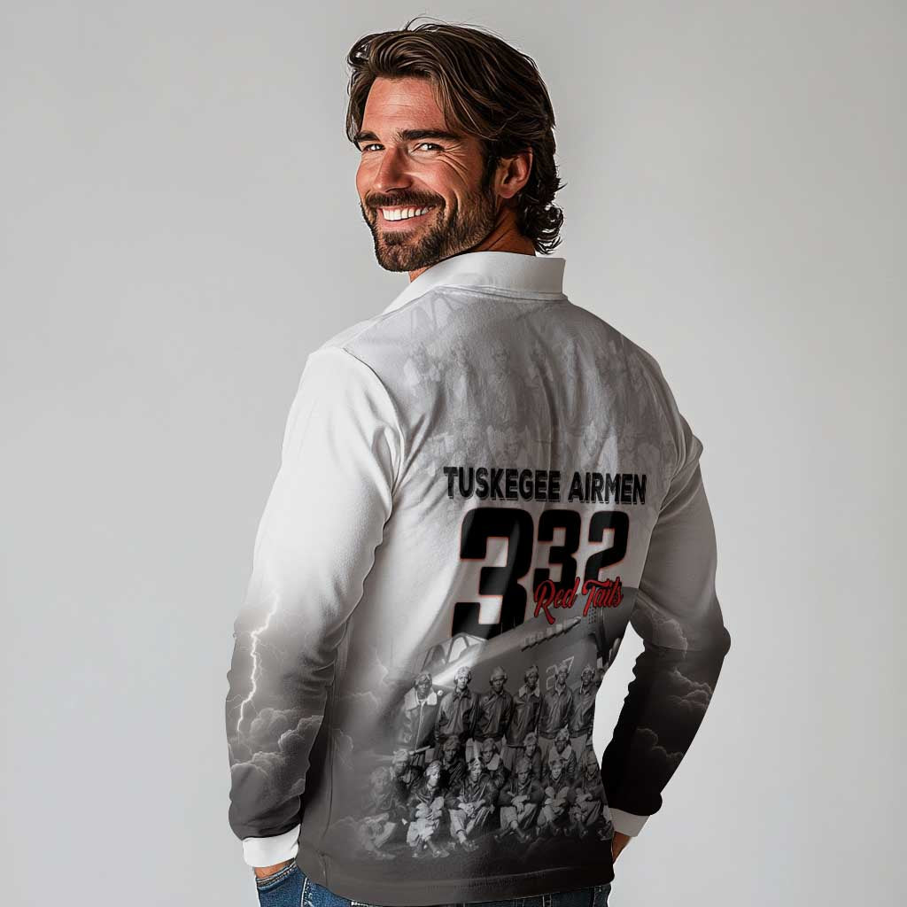 Tuskegee Airmen Pride Long Sleeve Polo Shirt 332nd Fighter Group Red Tails - Wonder Print Shop