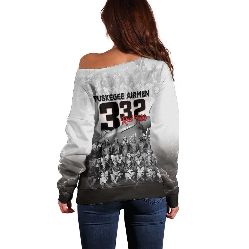 Tuskegee Airmen Pride Off Shoulder Sweater 332nd Fighter Group Red Tails - Wonder Print Shop