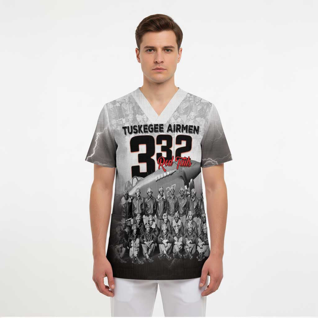 Tuskegee Airmen Pride Scrub Top 332nd Fighter Group Red Tails - Wonder Print Shop