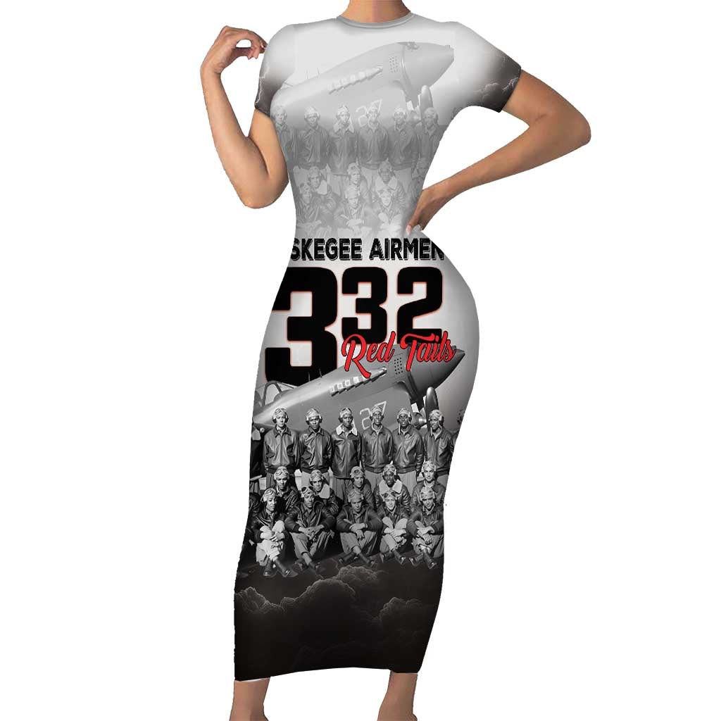 Tuskegee Airmen Pride Short Sleeve Bodycon Dress 332nd Fighter Group Red Tails - Wonder Print Shop