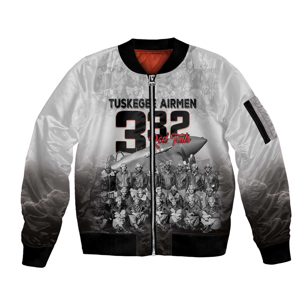 Tuskegee Airmen Pride Sleeve Zip Bomber Jacket 332nd Fighter Group Red Tails - Wonder Print Shop