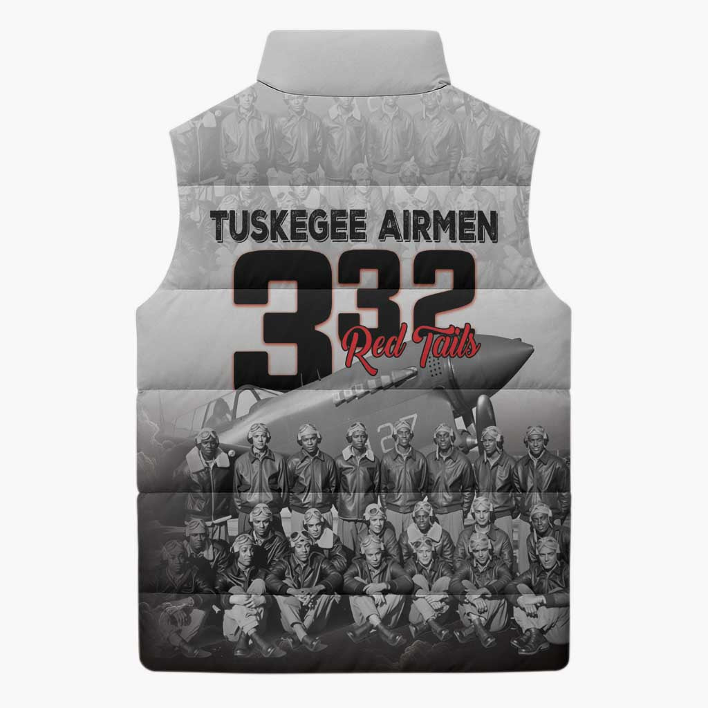 Tuskegee Airmen Pride Sleeveless Puffer Jacket 332nd Fighter Group Red Tails - Wonder Print Shop