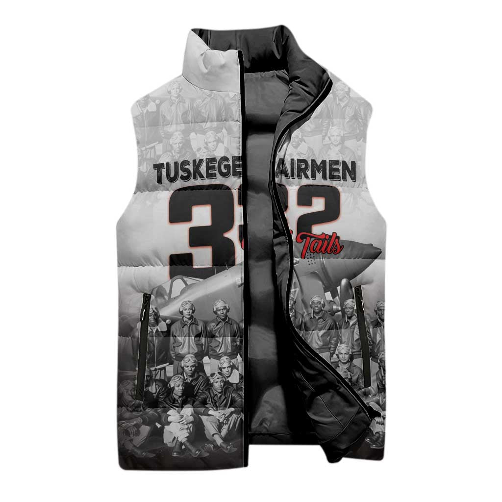 Tuskegee Airmen Pride Sleeveless Puffer Jacket 332nd Fighter Group Red Tails - Wonder Print Shop