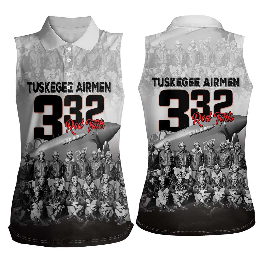 Tuskegee Airmen Pride Women Sleeveless Polo Shirt 332nd Fighter Group Red Tails - Wonder Print Shop