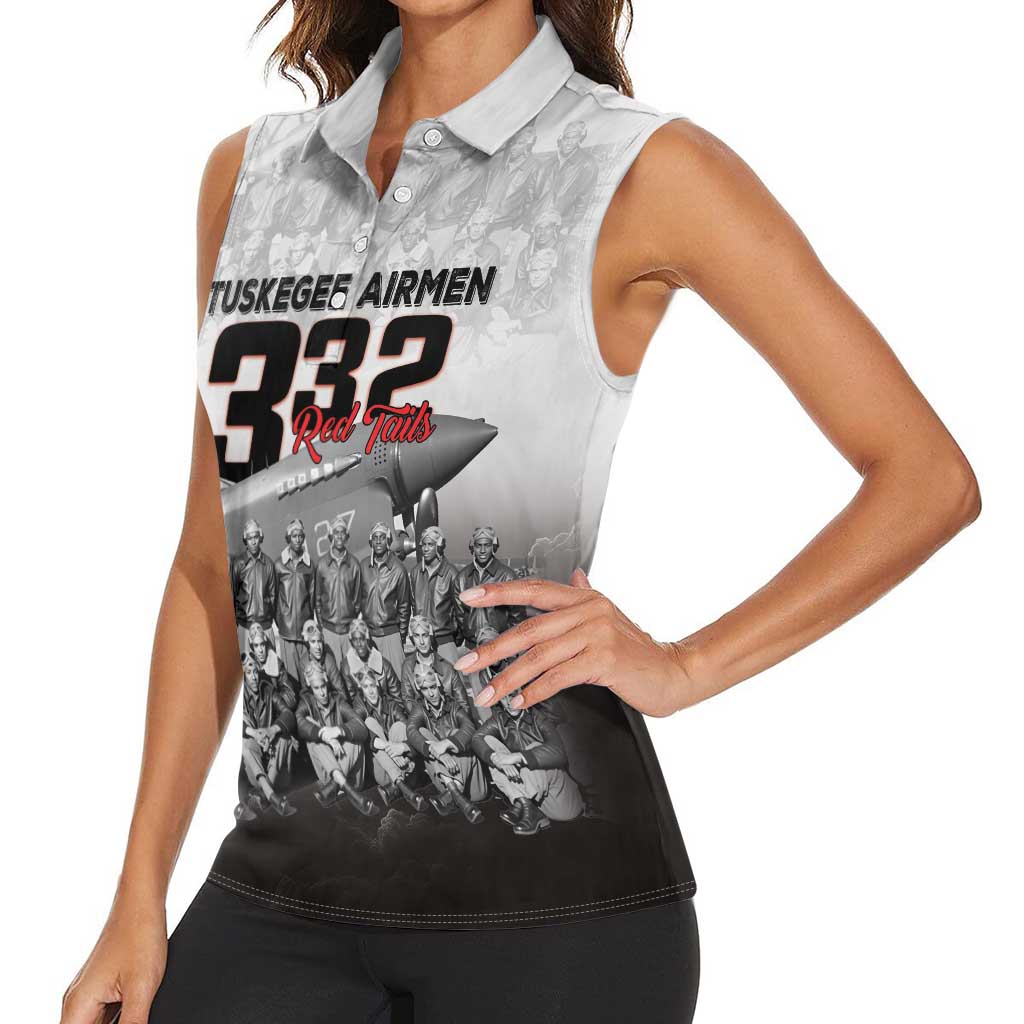 Tuskegee Airmen Pride Women Sleeveless Polo Shirt 332nd Fighter Group Red Tails - Wonder Print Shop