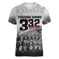 Tuskegee Airmen Pride Women V-Neck T-Shirt 332nd Fighter Group Red Tails - Wonder Print Shop
