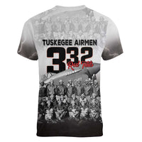 Tuskegee Airmen Pride Women V-Neck T-Shirt 332nd Fighter Group Red Tails - Wonder Print Shop
