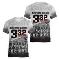Tuskegee Airmen Pride Women V-Neck T-Shirt 332nd Fighter Group Red Tails - Wonder Print Shop