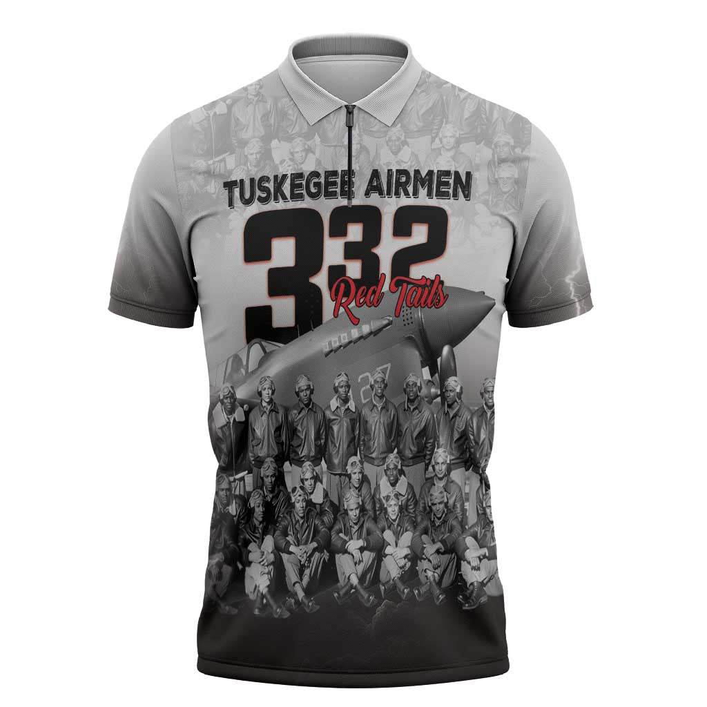 Tuskegee Airmen Pride Zipper Polo Shirt 332nd Fighter Group Red Tails - Wonder Print Shop