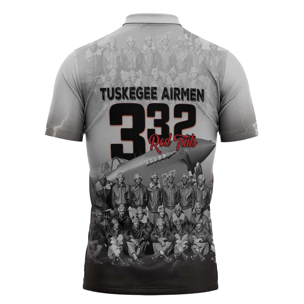 Tuskegee Airmen Pride Zipper Polo Shirt 332nd Fighter Group Red Tails - Wonder Print Shop