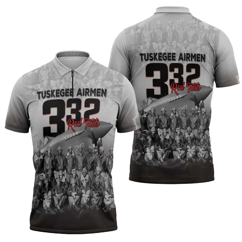 Tuskegee Airmen Pride Zipper Polo Shirt 332nd Fighter Group Red Tails - Wonder Print Shop