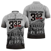 Tuskegee Airmen Pride Zipper Polo Shirt 332nd Fighter Group Red Tails - Wonder Print Shop