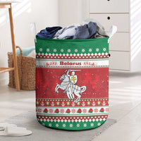 Belarus Pahonia Christmas Laundry Basket Belarusian Vytis Knight Xmas Pattern - Wonder Print Shop