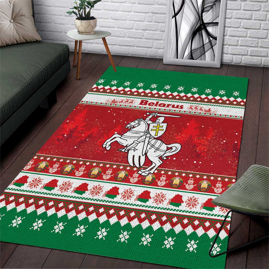 Belarus Pahonia Christmas Area Rug Belarusian Vytis Knight Xmas Pattern - Wonder Print Shop