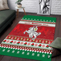Belarus Pahonia Christmas Area Rug Belarusian Vytis Knight Xmas Pattern - Wonder Print Shop