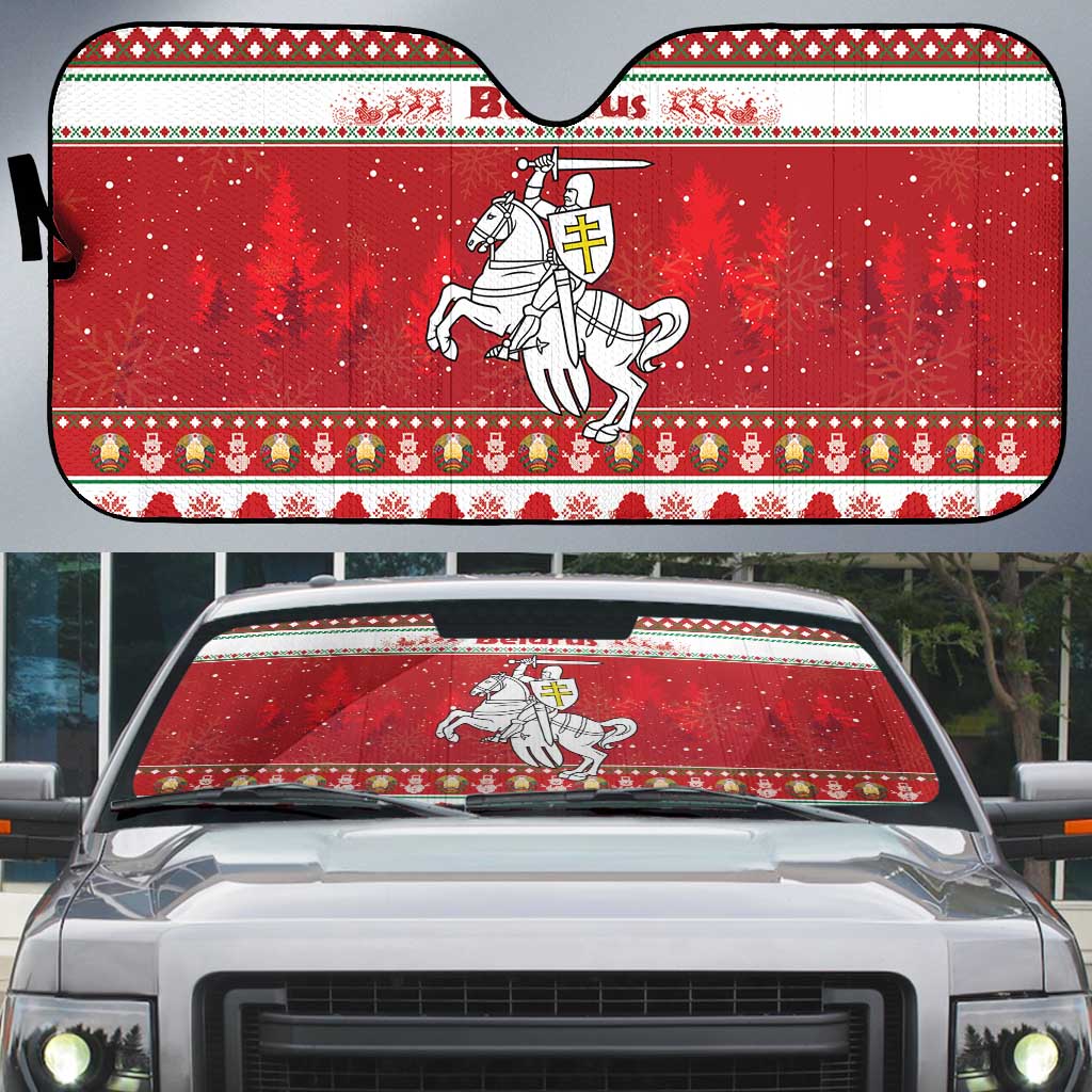 Belarus Pahonia Christmas Auto Sun Shade Belarusian Vytis Knight Xmas Pattern - Wonder Print Shop