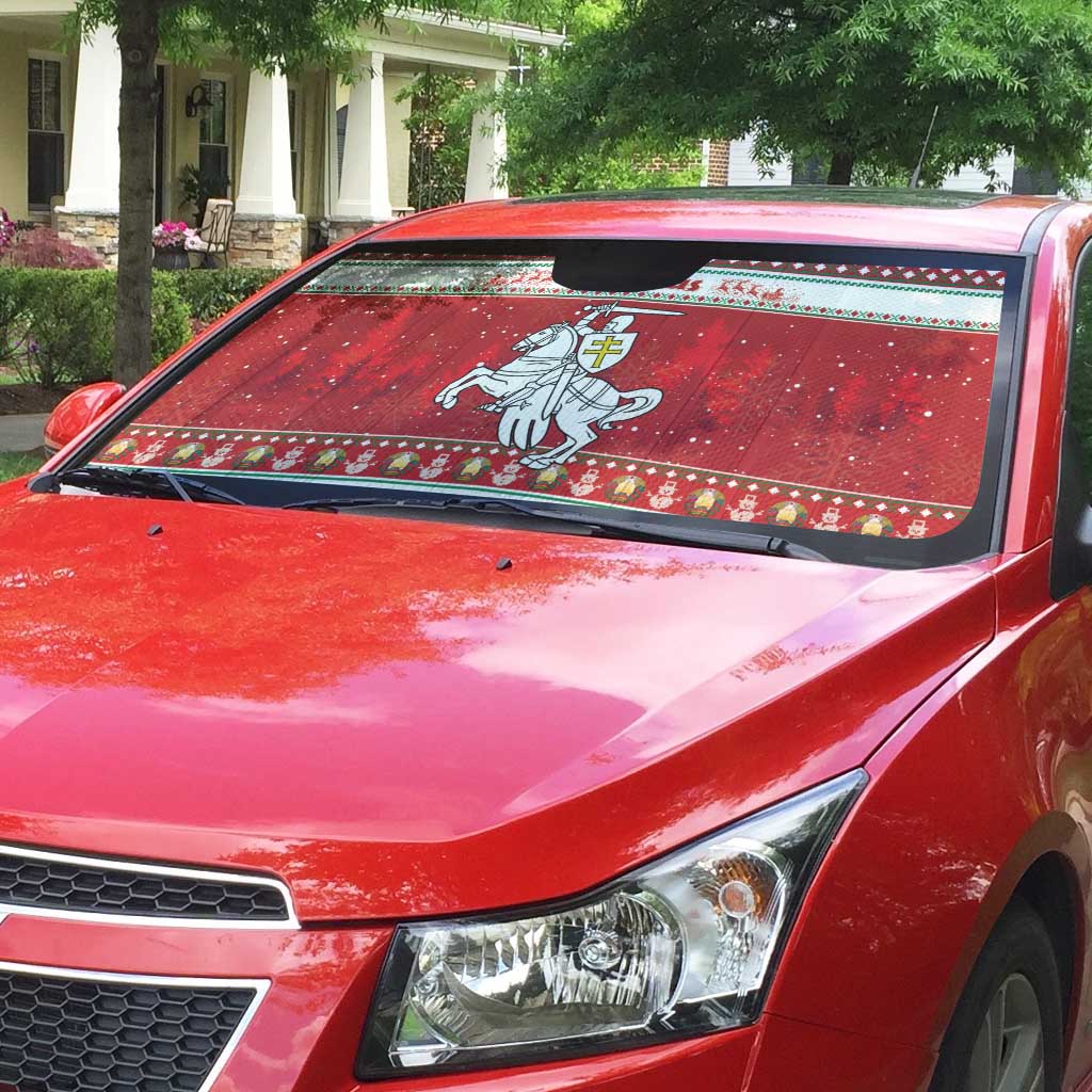 Belarus Pahonia Christmas Auto Sun Shade Belarusian Vytis Knight Xmas Pattern - Wonder Print Shop