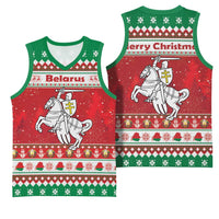 Belarus Pahonia Christmas Basketball Jersey Belarusian Vytis Knight Xmas Pattern - Wonder Print Shop