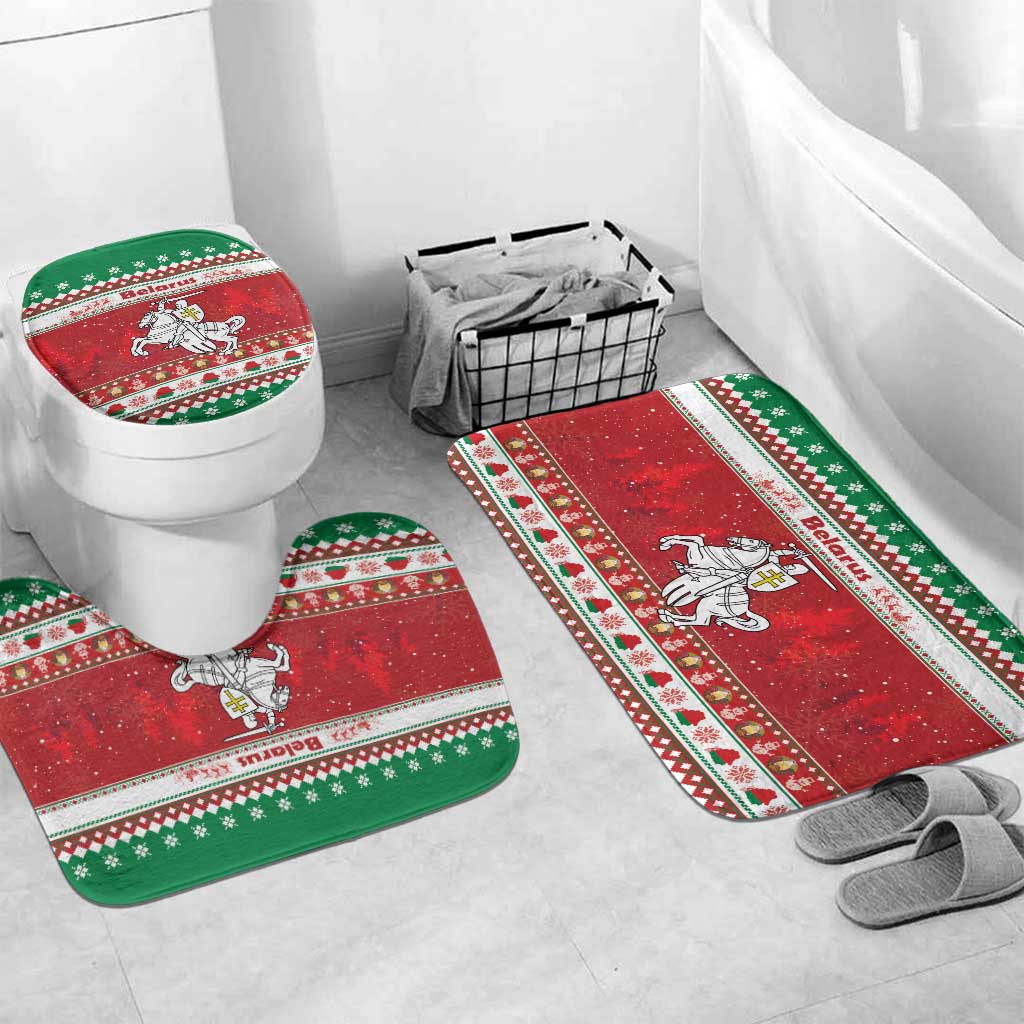 Belarus Pahonia Christmas Bathroom Set Belarusian Vytis Knight Xmas Pattern - Wonder Print Shop