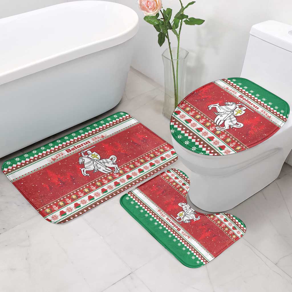 Belarus Pahonia Christmas Bathroom Set Belarusian Vytis Knight Xmas Pattern - Wonder Print Shop