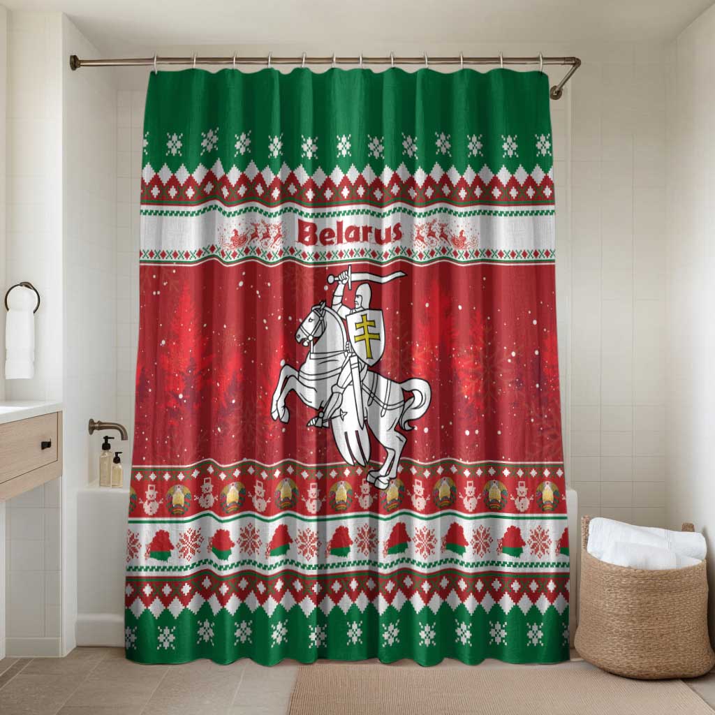 Belarus Pahonia Christmas Bathroom Set Belarusian Vytis Knight Xmas Pattern - Wonder Print Shop