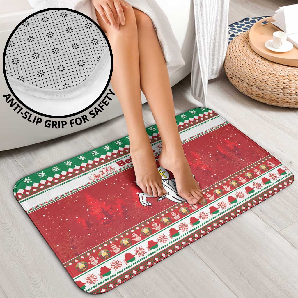 Belarus Pahonia Christmas Bathroom Set Belarusian Vytis Knight Xmas Pattern - Wonder Print Shop