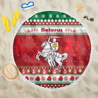 Belarus Pahonia Christmas Beach Blanket Belarusian Vytis Knight Xmas Pattern - Wonder Print Shop